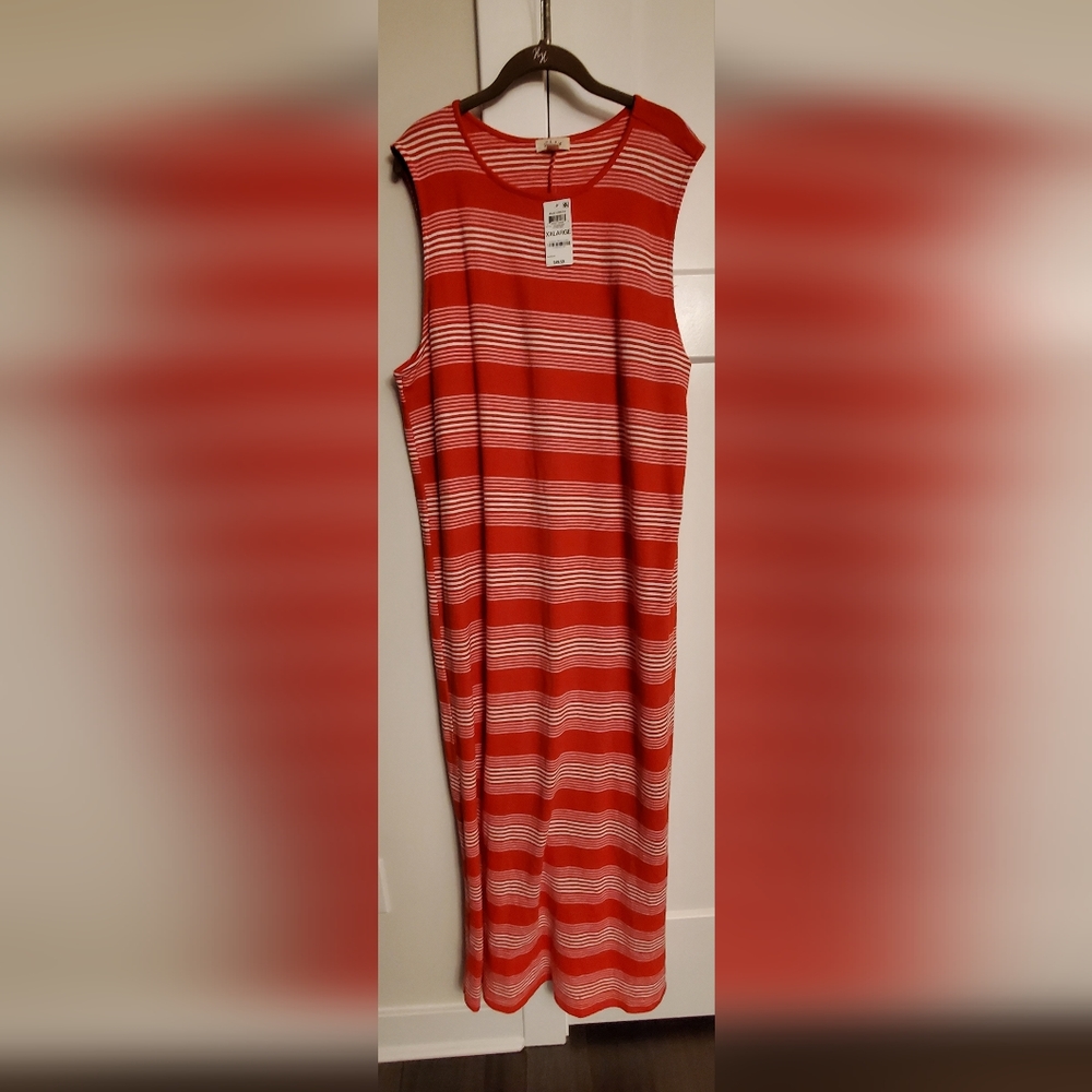 Style & Co women's knit red striped maxie dress in size XXL